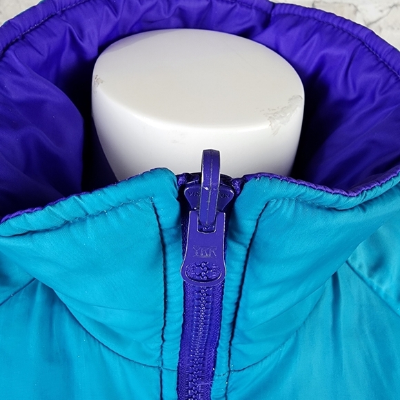 Vintage Reversible Columbia Bomber Jacket Ski Winter Purple Teal Size Large - Picture 6 of 16